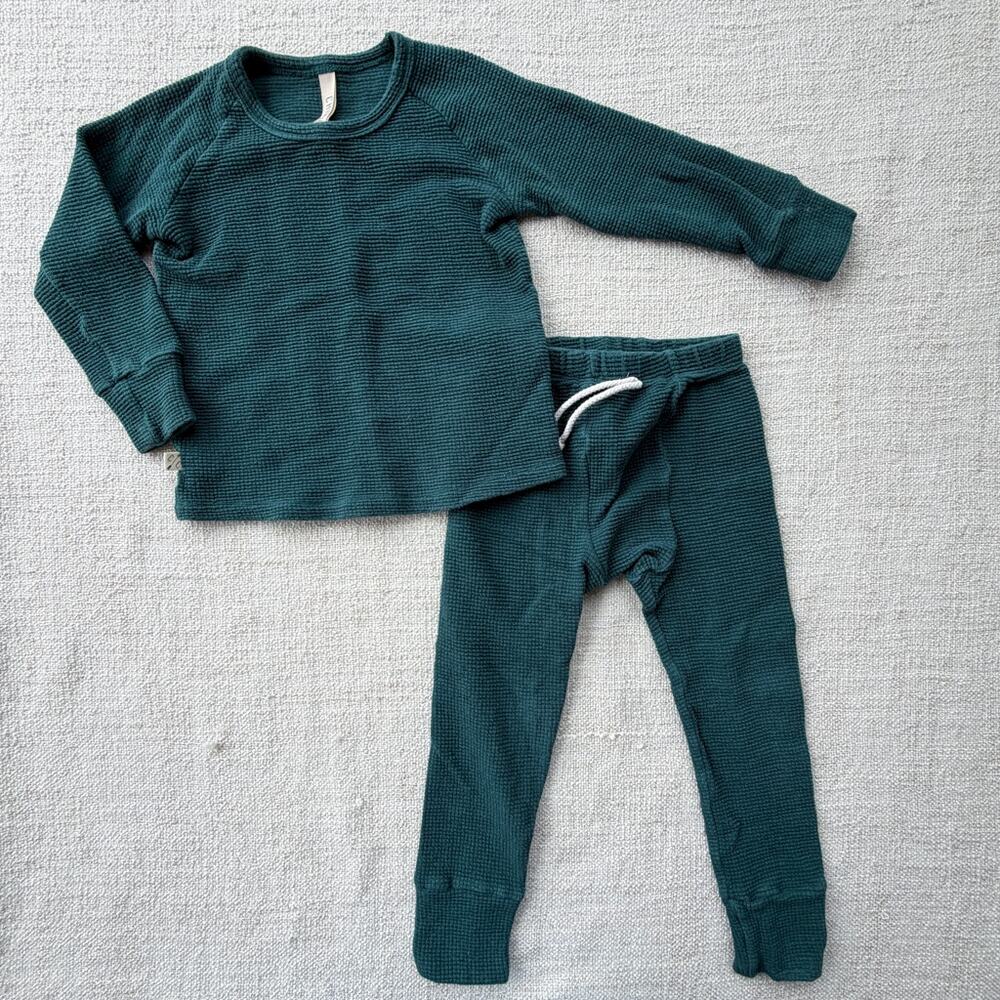 Childhoods Green Waffle Knit Set VGUC 3T